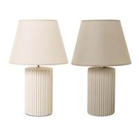 Set de 4 lamparas de sobremesa de Ceramica en Blanco y Marron Claro 37.5x25x25 cm
