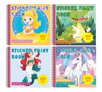 Set de 4 Libro Pegatinas Infantiles - Libros Para Niños 3, Libro Pegatinas Reutilizables, Pegatinas De Unicornio, Animales, Sirena, Princesa