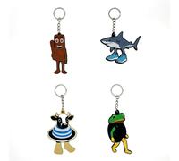 Set de 4 Llaveros Brainrot Memes Italianos: Tung Tung Tung Sahur, Vaca Saturno Saturnita, Tralalero Tralala, Boneca Ambalabu. Coleccionables Divertidos .Regalo Friki Original 13 cm aprox.