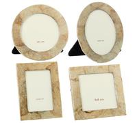 Set de 4 Mini portafotos de nacar en Tostado 10,4x10,4x2, 8,5x12,4x2 y 9,5x12,4x2cm