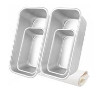 Set de 4 Moldes para Pan, Moldes Rectangulares de Aluminio Anodizado con Recubrimiento Antiadherente, 2 Moldes Grandes 20 cm y 2 Mini, Ideales para Pan, Bizcocho, Toast y Pasteles, Fácil de Limpiar