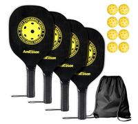Set de 4 Palas de Pickleball Amicoson con Pelotas para Interior y Exterior, Con Agarre Ergonómico y Bolsa de Transporte
