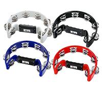 Set de 4 Panderetas de Mano XDrum Forma de Media Luna Multicolor (Pandereta, 16 pares de jingles de acero cromado, plástico) negro, rojo, azul, blanco