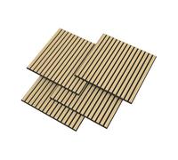 NEU.HOLZ Panel de Pared 3D Vang Juego de 4 Paneles Acústicos (1,44 m²) Revestimiento Mural 15 Listones Lineales Decorativos Estilo Escandinavo en MDF y Fieltro PET 60 x 60 x 2 cm - Roble