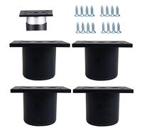 Set de 4 Patas para Muebles Aluminio Armario De Cocina Pies Redondo Ajustables Cocina Patas para Muebles-4cm-Negro