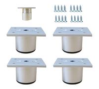 Set de 4 Patas para Muebles Aluminio Armario De Cocina Pies Redondo Ajustables Cocina Patas para Muebles-4cm-Blanco