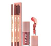 Set de 4 piezas con delineador de labios y Pintalabios, set combinado delabios aterciopelados, delineador Pintalabios mate de larga duración, Brillo de labios líquida hidratante (F#SET 7+104)