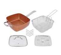 Set de 4 Piezas Sartén Antiadherente de Acero Inoxidable, Olla Cuadrada Multifuncional, Tapadera de Vidrio Templado - Cocina Versátil, Distribución Uniforme de Calor, Apta para