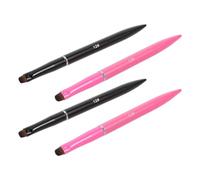Set de 4 Pinceles para Uñas de Gel Punta Redonda y Barra Metálica | Cabezal Pequeño y Precisión Dual, para Builder Gel y Poly Extension Gel, Uso en Manicura Doméstica o Salón