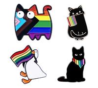 Set de 4 pins Rainbow Pride, broches LGBTQ+ para ropa, bolsos, mochilas, decoraciones Pride, pins de metal con recubrimiento de esmalte, insignia LGBTQ, regalos Pride arcoíris