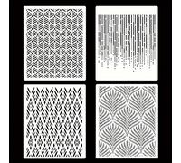 Set de 4 plantillas grandes de decoración con floral - Plantillas de PET reutilizables adecuadas para manualidades en madera, tela, papel, paredes, y pisos