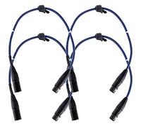 Set de 4 Pronomic Stage DMX3-0,5 Cable DMX 0,5 metros (para cableado de efectos de luz, contactos dorados, color de cubierta: azul, XLR macho a XLR hembra)