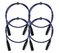 Set de 4 Pronomic Stage DMX3-1 Cable DMX 1 Metro (para cableado de efectos de luz, contactos dorados, color de cubierta: azul, XLR macho a XLR hembra)