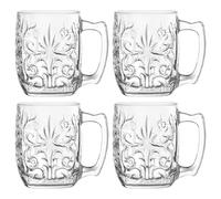 Set De 4 Pz. Vasos Con Mango Grandes Jarra De Vidrio Taza Para Cerveza 430 Ml