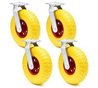 Set de 4 ruedas giratorias amarillas llantas metálicas 258 x 78 mm antipinchazos 150 kg por rueda