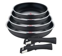 Set de 4 Sartenes Heat Dot Ø22Ø24Ø26Ø28cm en Aluminio prensado Negro + 2 Mangos extraíbles Click&Cook Bergner