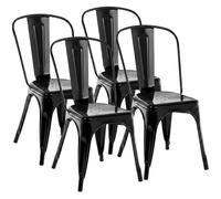 Set de 4 sillas apilables benedikt metal negro 48x44x89 cm