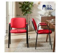 Set de 4 sillas apilables ken pro de piel sintética simil cuero rojo 55x53x79 cm
