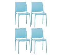 Set de 4 sillas apilables maya plástico azul claro 50x44x81 cm