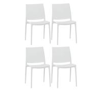 Set de 4 sillas apilables maya plástico blanco 50x44x81 cm