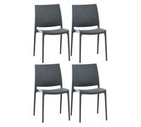 Set de 4 sillas apilables maya plástico gris oscuro 50x44x81 cm