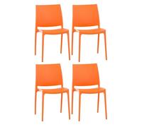 Set de 4 sillas apilables maya plástico naranja 50x44x81 cm