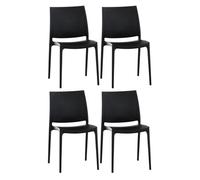 Set de 4 sillas apilables maya plástico negro 50x44x81 cm