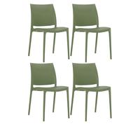 Set de 4 sillas apilables maya plástico oliva 50x44x81 cm