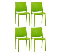 Set de 4 sillas apilables maya plástico verde 50x44x81 cm