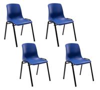 CLP Set De 4 Sillas Apilables Nowra I 4 Butacas De Salón con Base De Metal & Carcasa En Polipropileno, Color:Azul