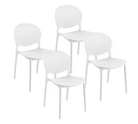 Set de 4 sillas Baroni Home de Plástico Blanco - Apilables, Sin Montaje, Fáciles de Limpiar, con Patas Antideslizantes, para Cocina, Sala de Estar, Comedor, 46x50x80 cm