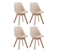 Set de 4 sillas borneo para comedor en tela crema 55x48x84 cm