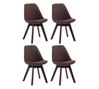 Set de 4 sillas borneo para comedor en tela marrón 55x48x84 cm