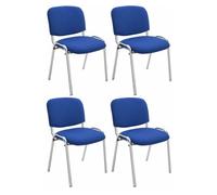 CLP Set De 4 Sillas Confidente Ken Chrom Tapizadas En Tela I Juego De 4 Sillas para Conferencias Acolchadas & Apilables, Color:Azul