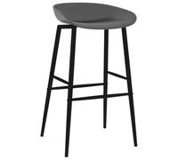 Set de 4 sillas de bar gris, PP y metal, 110 kg, respaldo bajo | Asiento ergonómico, patas de metal con recubrimiento de polvo, fácil montaje, uso diario, diseño neutro