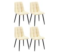CLP Set de 4 sillas de Comedor Antibes en Polipiel I Juego de 4 butacas Modernas para salón con Base metálica de 4 Patas, Color:Crema