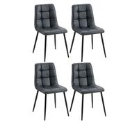 Set de 4 sillas de comedor antibes en polipiel simil cuero negro 55x45x84 cm