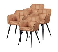 [en.casa] Conjunto de 4 Sillas de Comedor Birmingham Sillón Elegante Butaca Asiento Cómodo con Reposabrazos Máx. 180 kg Sillón para Salón 81 x 57 x 53 cm con Patas de Acero - Marrón