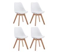 Set de 4 sillas de comedor borneo en polipiel simil cuero blanco 55x48x84 cm