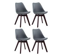Set de 4 sillas de comedor borneo en polipiel simil cuero gris 55x48x84 cm