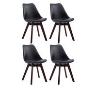 Set de 4 sillas de comedor borneo en polipiel simil cuero negro 55x48x84 cm