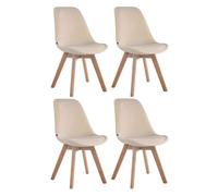 Set de 4 sillas de comedor borneo tapizadas en terciopelo crema 55x48x84 cm