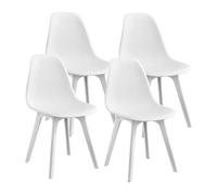[en.casa] Set de 4 sillas de Comedor Lendava 83x54x48 cm Sillas de diseño 4 Unidades Plástico Blanco