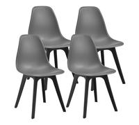 Set de 4 sillas de comedor brevik diseño nórdico plástico 83 x 54 x 48 cm - gris y negro [en.casa]