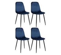 CLP Set de 4 Sillas De Comedor Giverny En Tela o Terciopelo I Juego De 4 Butacas De Cocina con Base Metálica, Color:Azul, Material:Terciopelo