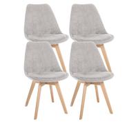 CLP Set De 4 Sillas De Comedor Linares En Terciopelo, Tela o Simil Cuero I 4 Sillas De Salón Nórdica con Base De Madera, Color:Beige, Material:Pana