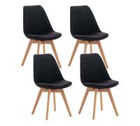 CLP Set De 4 Sillas De Comedor Linares En Terciopelo, Tela o Simil Cuero I 4 Sillas De Salón Nórdica Con Base De Madera, Color:negro, Material:Tela