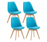 Set de 4 sillas de comedor linares tela turquesa 50x49x83 cm