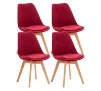 Set de 4 sillas de comedor linares terciopelo rojo 50x49x83 cm