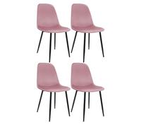 CLP Set de 4 sillas de Comedor Acolchadas Maryam, sillas de Cocina con Respaldo, soportan hasta 150 kg para Cocina, salón y Dormitorio Color Rosa Material Terciopelo